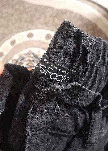 Kadın düz paça paperbag beli lastikli jean - Görsel 5