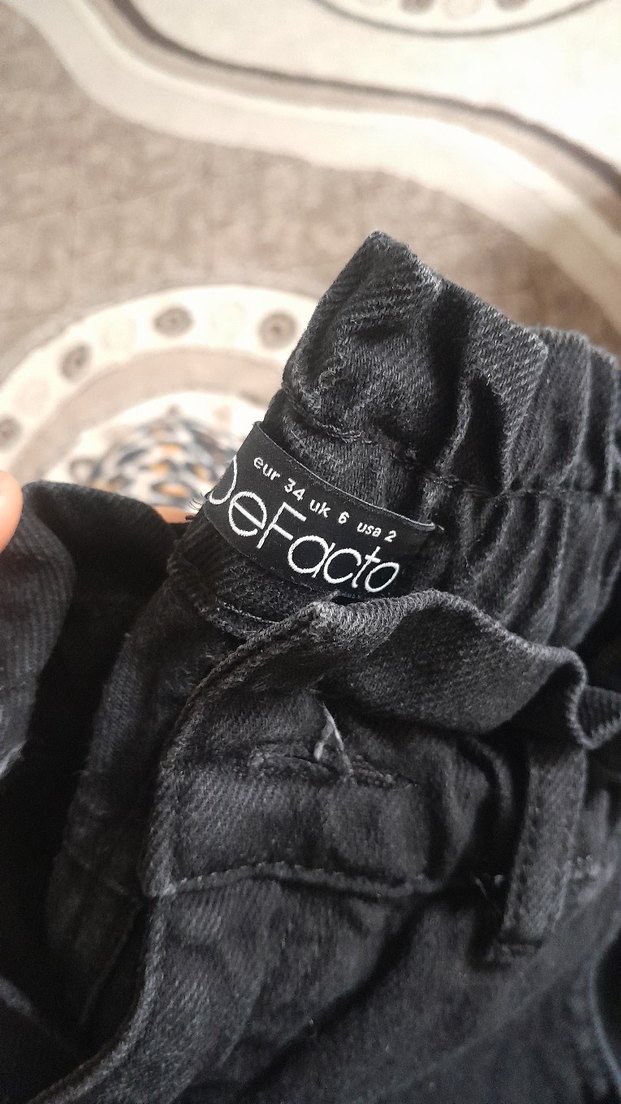 Kadın düz paça paperbag beli lastikli jean - Görsel 5