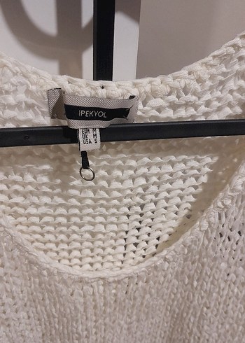 ipekyol beyaz bohem tarz örgü elbise süveter - Görsel 2