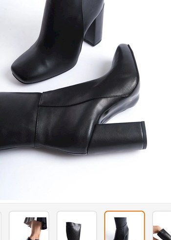 Zara Siyah topuklu küt burunlu çizme - Görsel 2