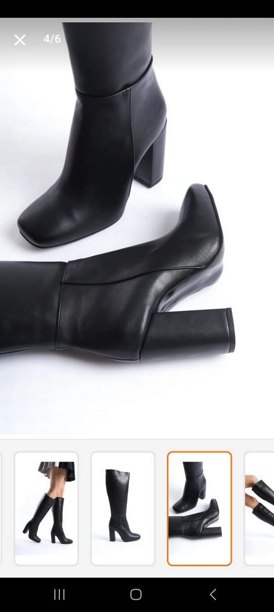 Zara Siyah topuklu küt burunlu çizme - Görsel 2