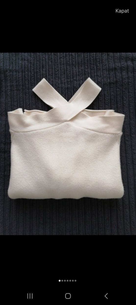 zara çapraz yaka omuz detaylı kazak - Görsel 4