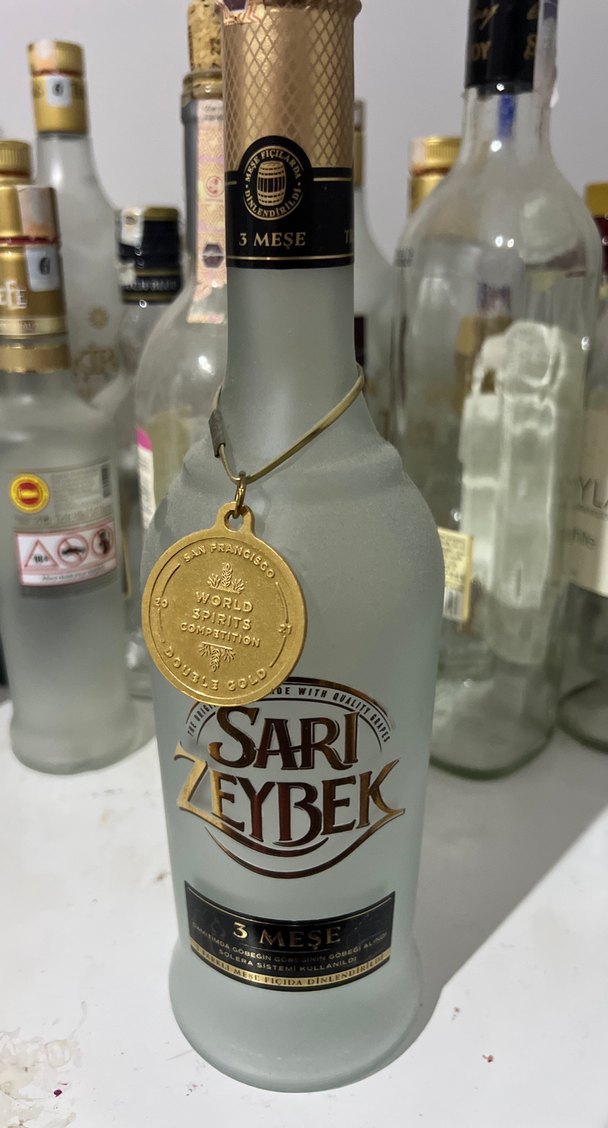 Sarı Zeybek boş alkol şişesi - Görsel 2