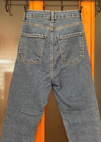 38 Beden Kadın Mavi Dar Kesim Midi Denim Jean