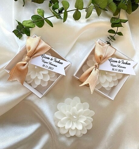 Diğer Kutulu Lotus Mum Söz Nişan Nikah Düğün Hediyelik ( 20 Adet )
