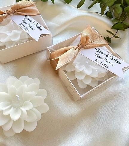 s Beden Kutulu Lotus Mum Söz Nişan Nikah Düğün Hediyelik ( 20 Adet )