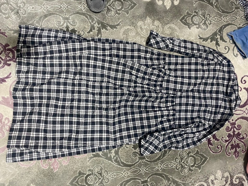 Uzun Ekoseli Kadın elbise - Görsel 2