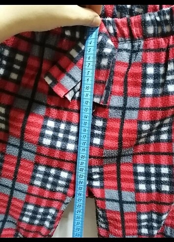 11-12 Yaş Beden bordo Renk ekoseli polar pijama