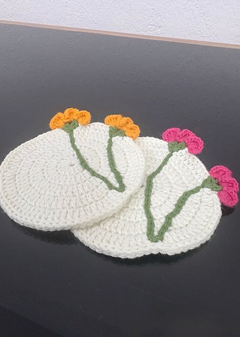 El Örgüsü Çiçekli Bohem Bardak Altlıkları - Görsel 3