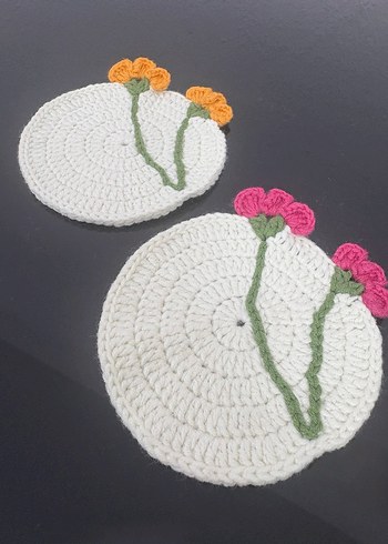 El Örgüsü Çiçekli Bohem Bardak Altlıkları - Görsel 2