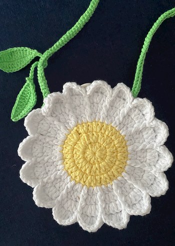 Örgü Papatya Desenli Bohem Kız Çantası - Görsel 2