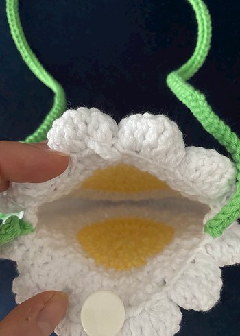 Örgü Papatya Desenli Bohem Kız Çantası - Görsel 3