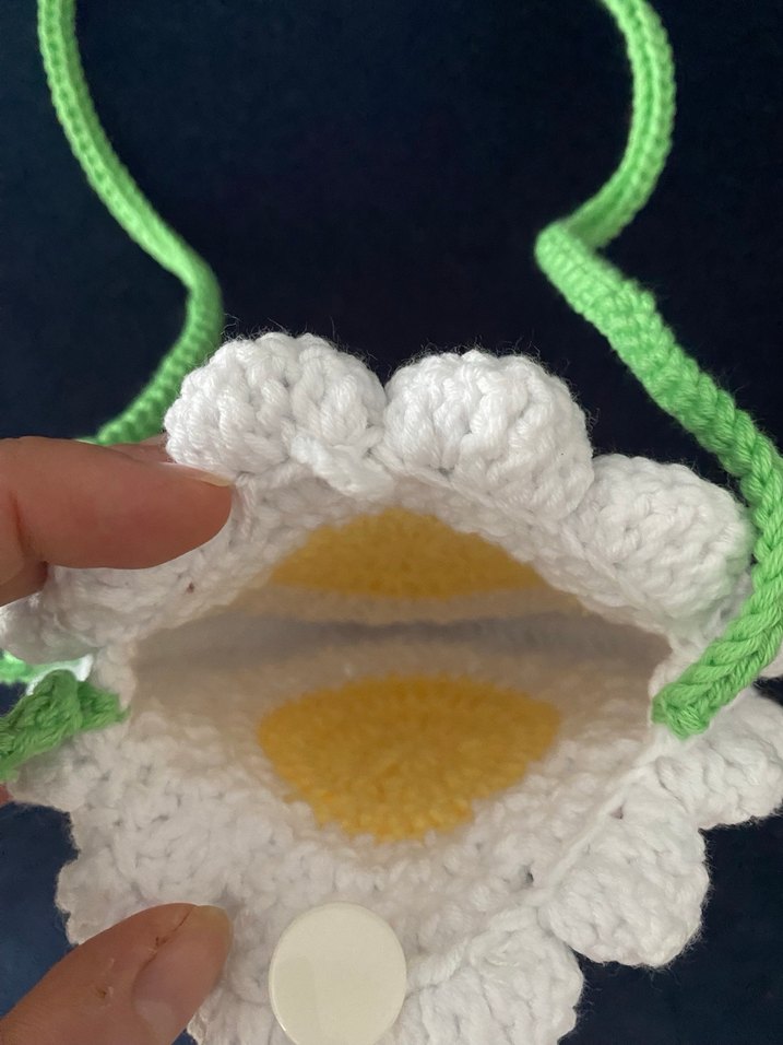 Örgü Papatya Desenli Bohem Kız Çantası - Görsel 3