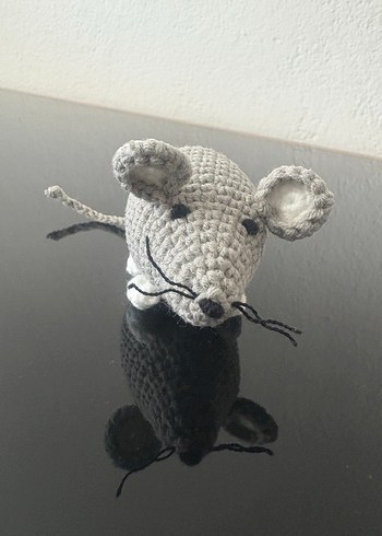Kedi oyuncağı Gri Örgü Fare Figürü - Görsel 3