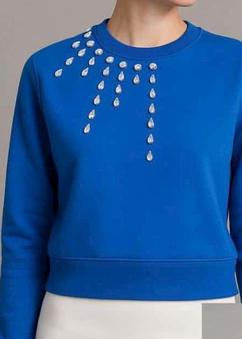 Gri Payetli Nakışlı Kadın Sweatshirt