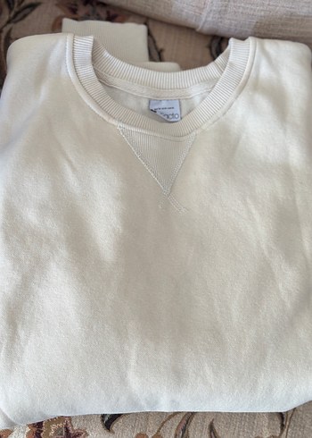 Defacto Ekru Bisiklet Yaka Rahat Sweatshirt Defacto M Beden