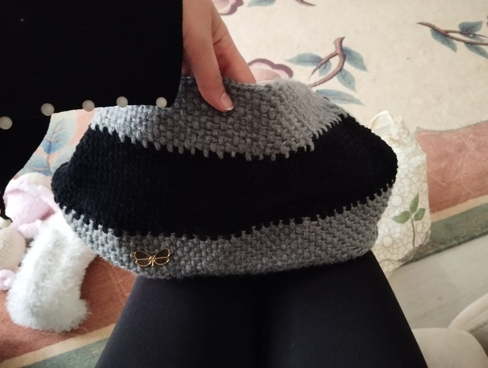 Gri Örgü Kadın Çanta - Görsel 3