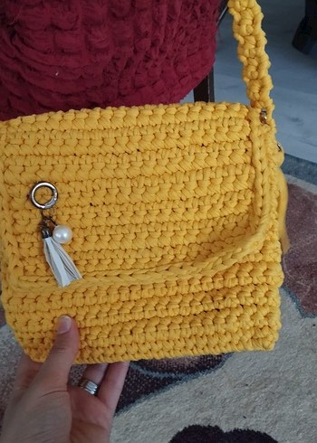 Pembe Örgü Kadın Çanta - Görsel 2