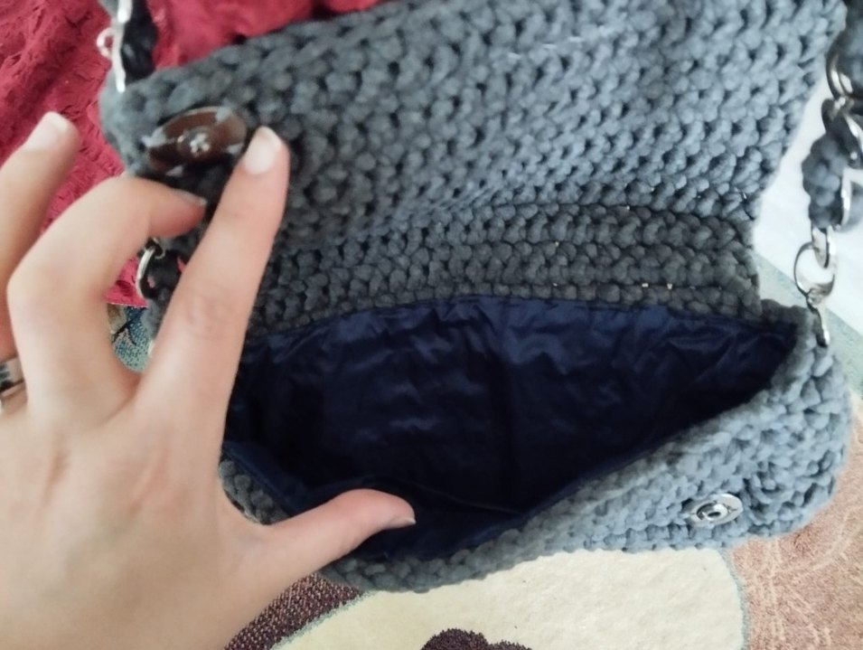 Püsküllü Pembe Örgü Kadın Çanta - Görsel 4