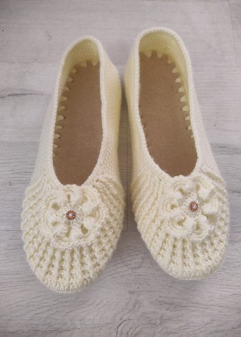 Pembe Örgü Kadın Ev Terliği - Görsel 3