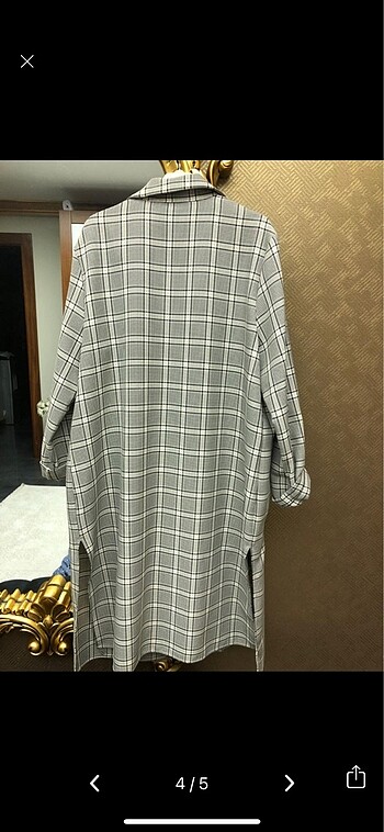 xl Beden gri Renk Primark uzun ekoseli ceket