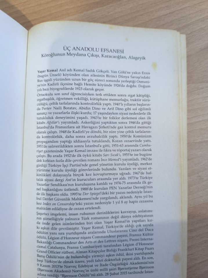 Yaşar Kemal - Üç Anadolu Efsanesi - Görsel 3