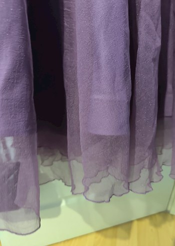 Uzun Kol Drapeli Mor Abiye Elbise - Görsel 4