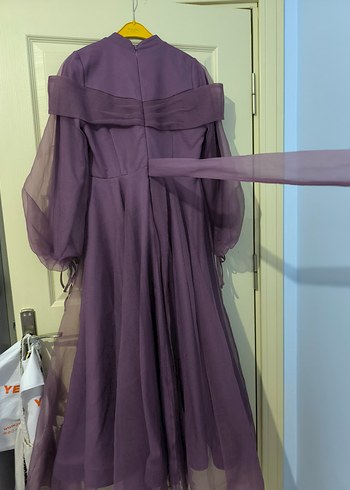 Uzun Kol Drapeli Mor Abiye Elbise - Görsel 10