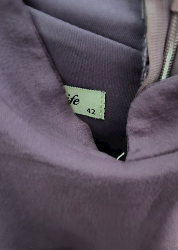 Uzun Kol Drapeli Mor Abiye Elbise - Görsel 12