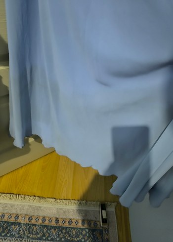 Nakışlı Uzun Mavi Kadın Abiye Elbise - Görsel 11