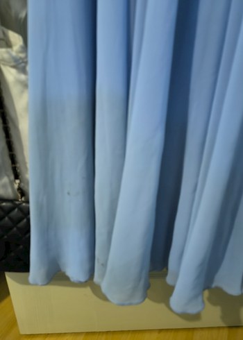 Nakışlı Uzun Mavi Kadın Abiye Elbise - Görsel 10