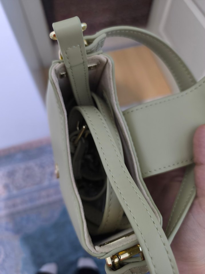 Levidor Bej Baskılı Deri Kadın El Çantası - Görsel 5