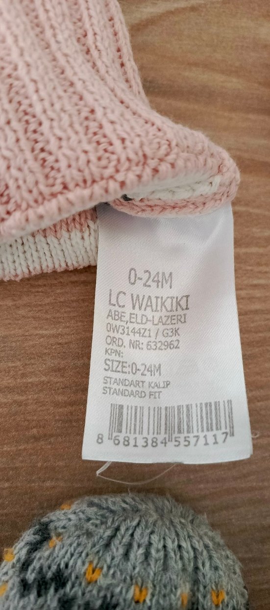 Kız Çocuk Gri ve Pembe Nakışlı Örgü Eldiven - Görsel 3