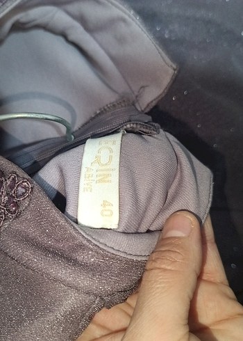 Drapeli Uzun Kollu Mor Abiye Elbise - Görsel 8