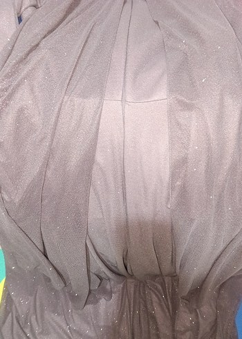 Drapeli Uzun Kollu Mor Abiye Elbise - Görsel 7