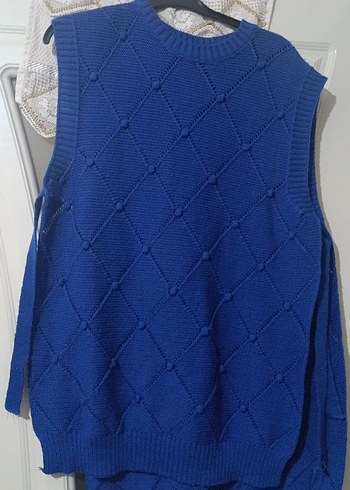 Kadın Mavi Triko Süveter - Görsel 4