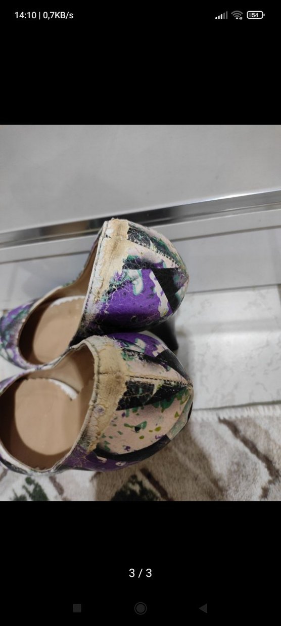 Mor Yılan Desenli Platform Topuklu Stiletto - Görsel 3