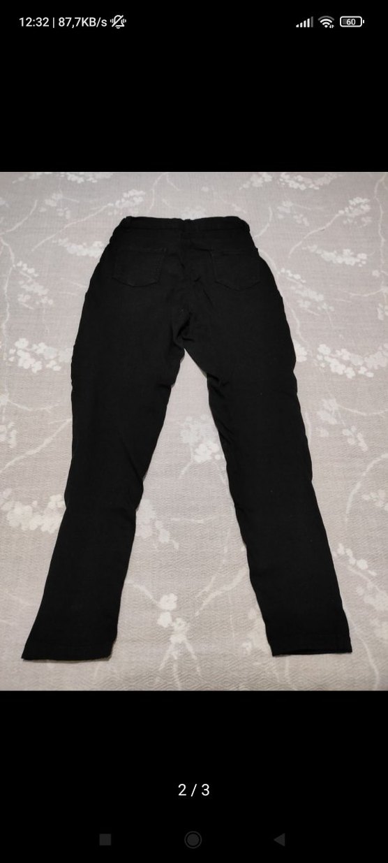 Siyah Dar Kesim Midi Kot Pantolon - Görsel 2