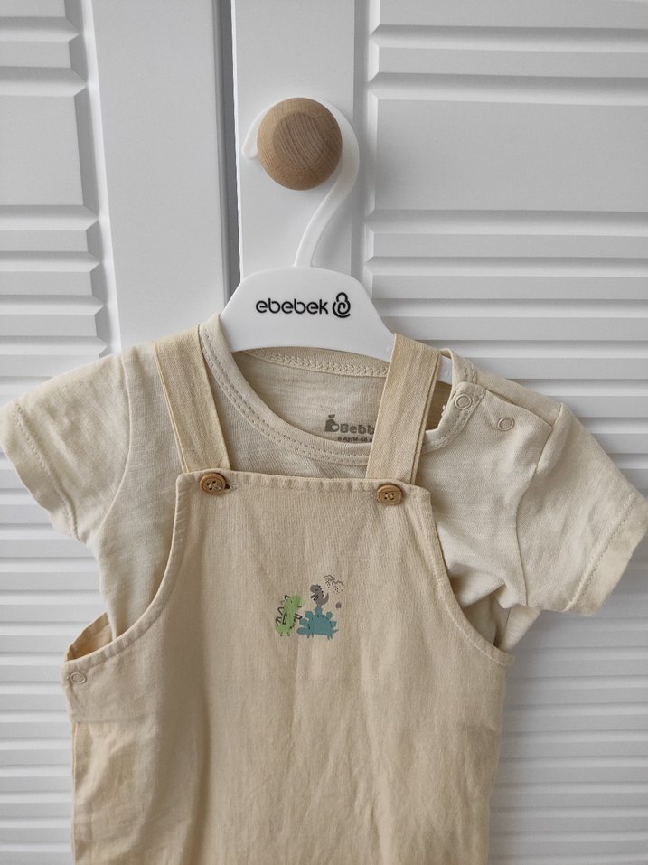 Bej Kısa Kollu Bebek Tulum - Görsel 2