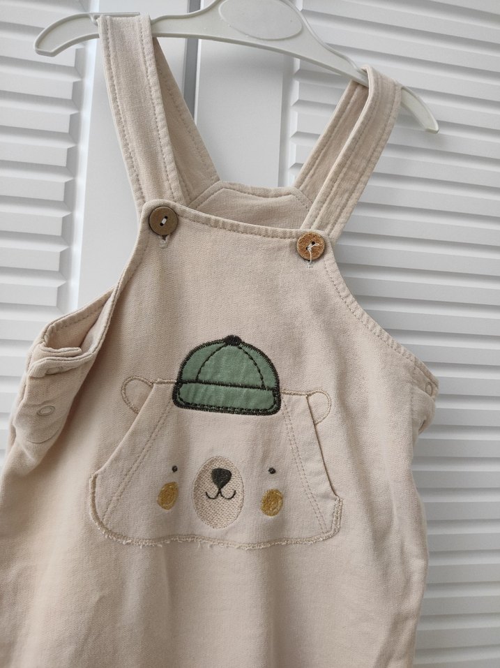 Erkek Bebek Düğmeli Bej Tulum - Görsel 3