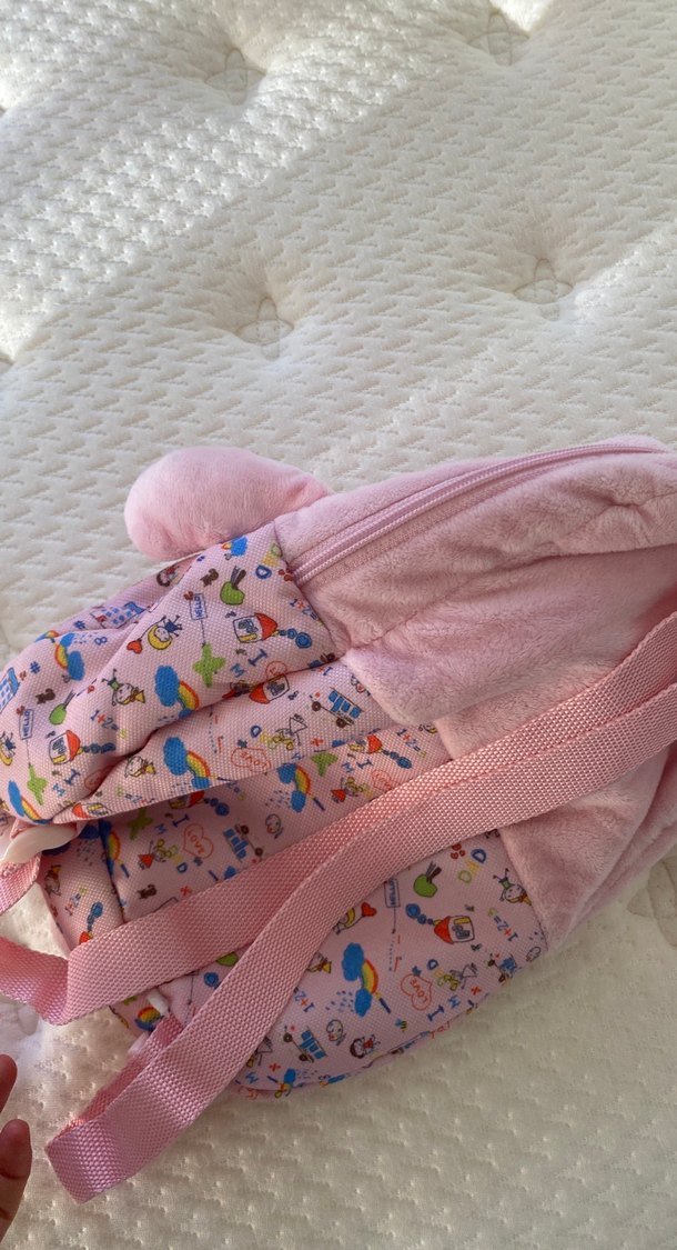 Pembe Peluş Ayıcık Desenli Çocuk Sırt Çantası - Görsel 3