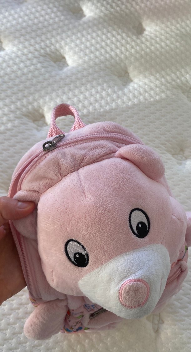 Pembe Peluş Ayıcık Desenli Çocuk Sırt Çantası - Görsel 2