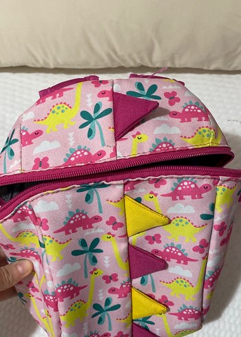 Renkli Pembe Dinozor Desenli Çocuk Sırt Çantası - Görsel 2