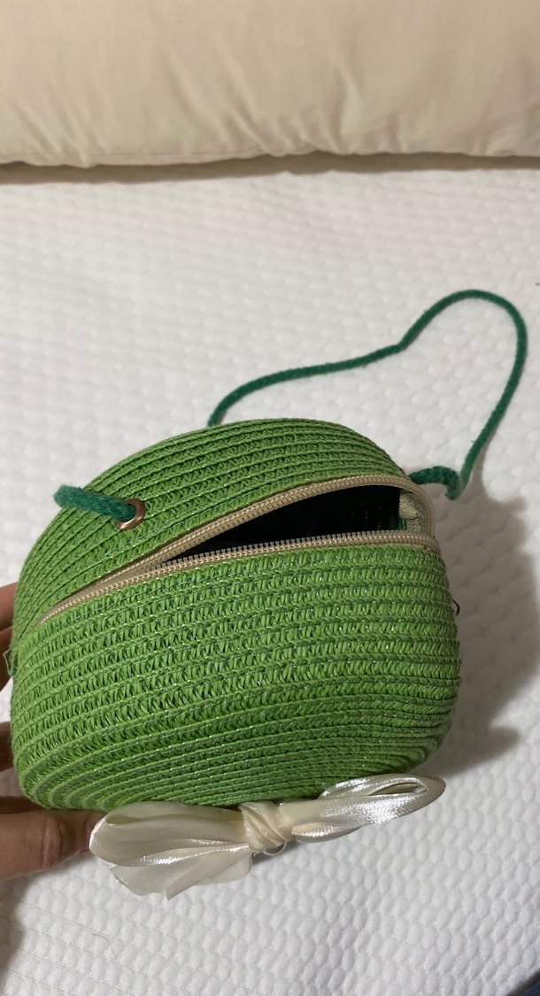 Yeşil Örgü Kadın Çanta Fiyonklu - Görsel 2