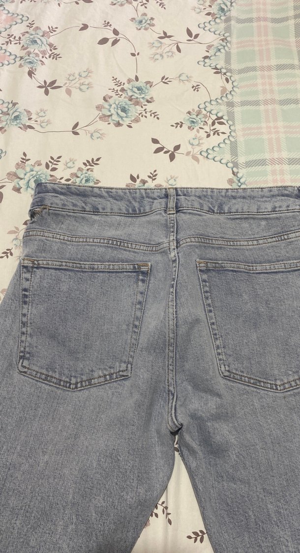 Gri Bol Kesim Midi Boy Kadın Kot Pantolon - Görsel 5