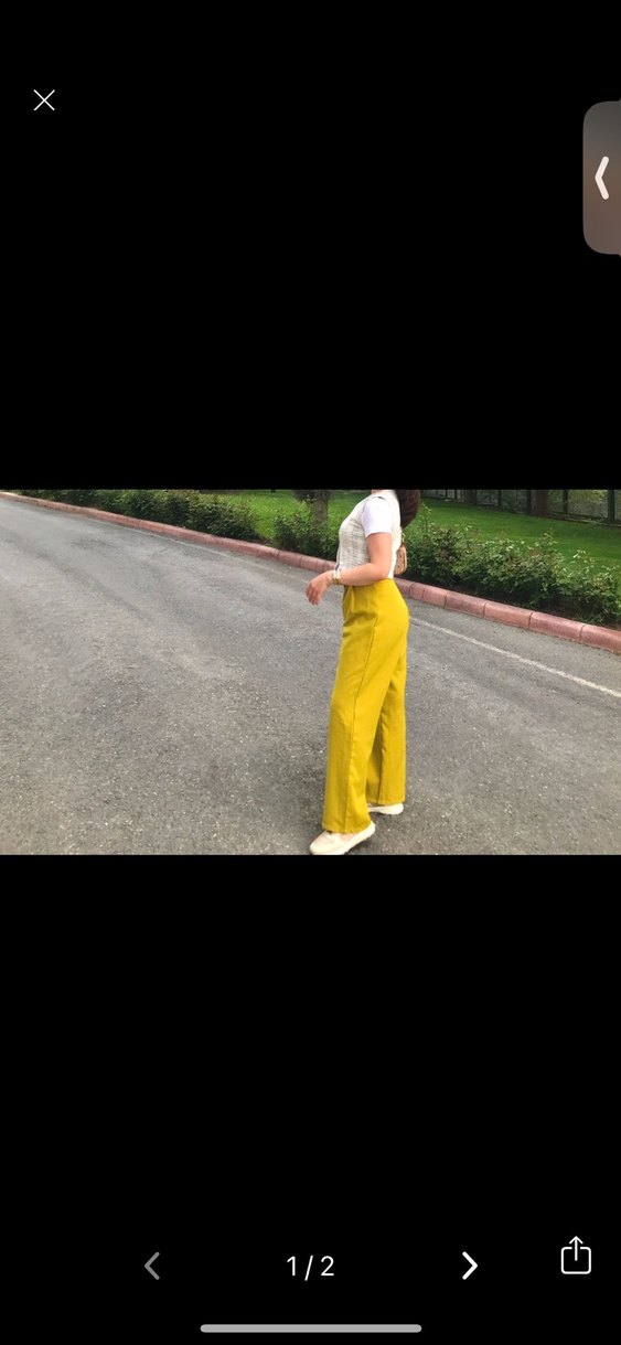 Yağ yeşili  Kumaş Pantolon - Görsel 2