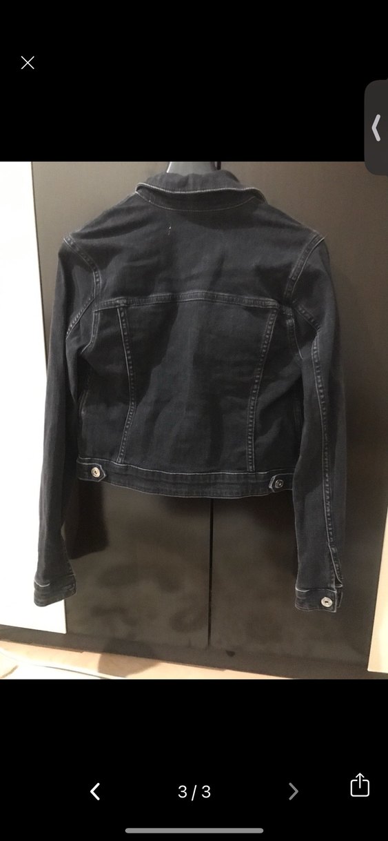 Kadın Siyah Düğmeli Denim Ceket - Görsel 2