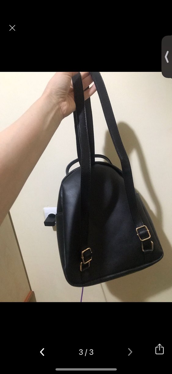 Siyah Deri Kadın Sırt Çantası - Görsel 3