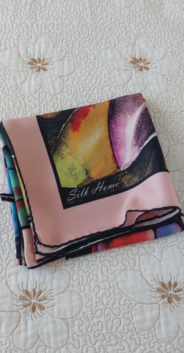 Renkli Desenli Kadın twil İpek eşarp - Görsel 4