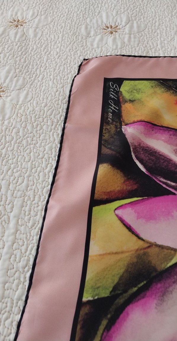 Renkli Desenli Kadın twil İpek eşarp - Görsel 2